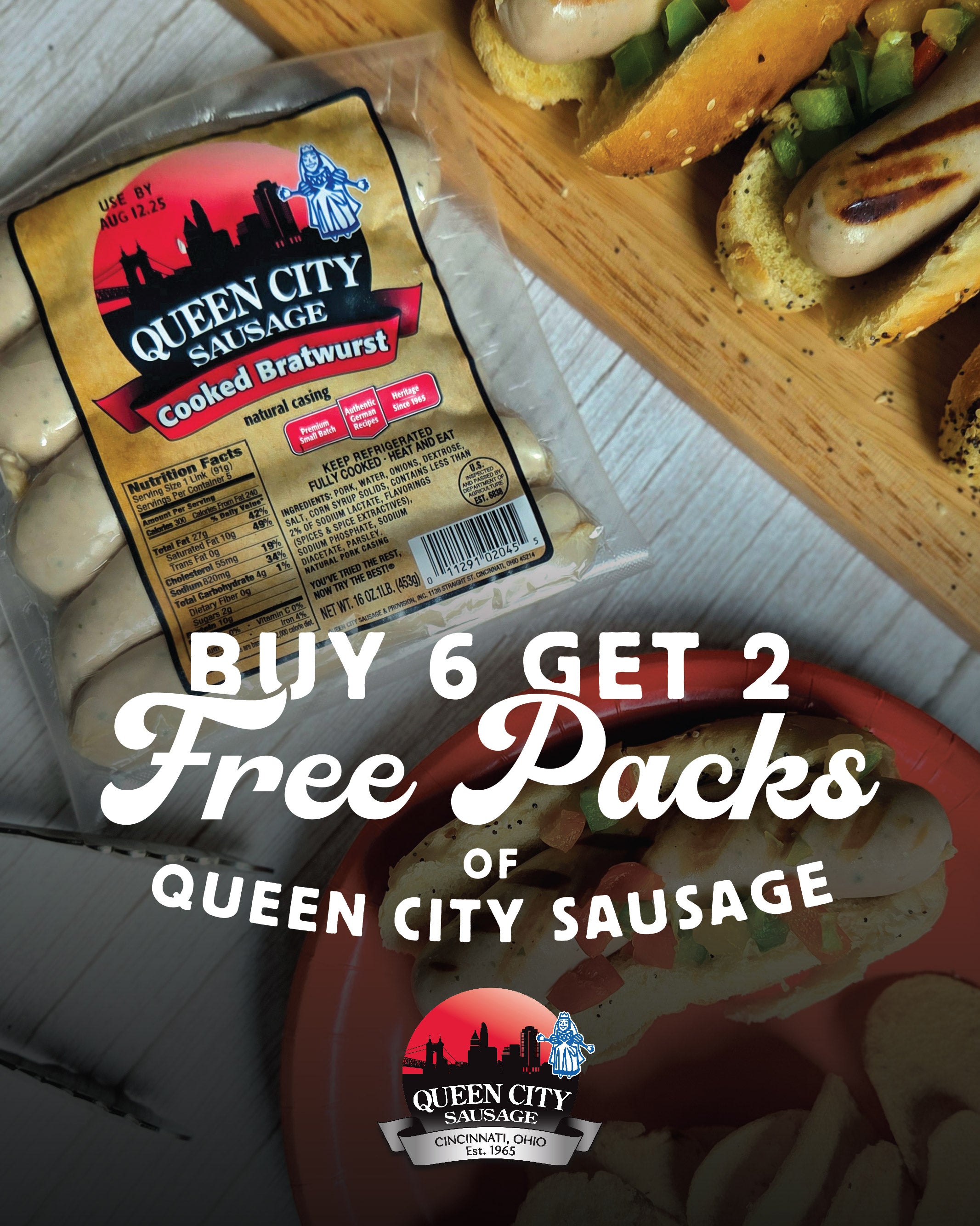 Buy 6, Get 2 FREE Packs of Queen City Sausage (8 Packs)