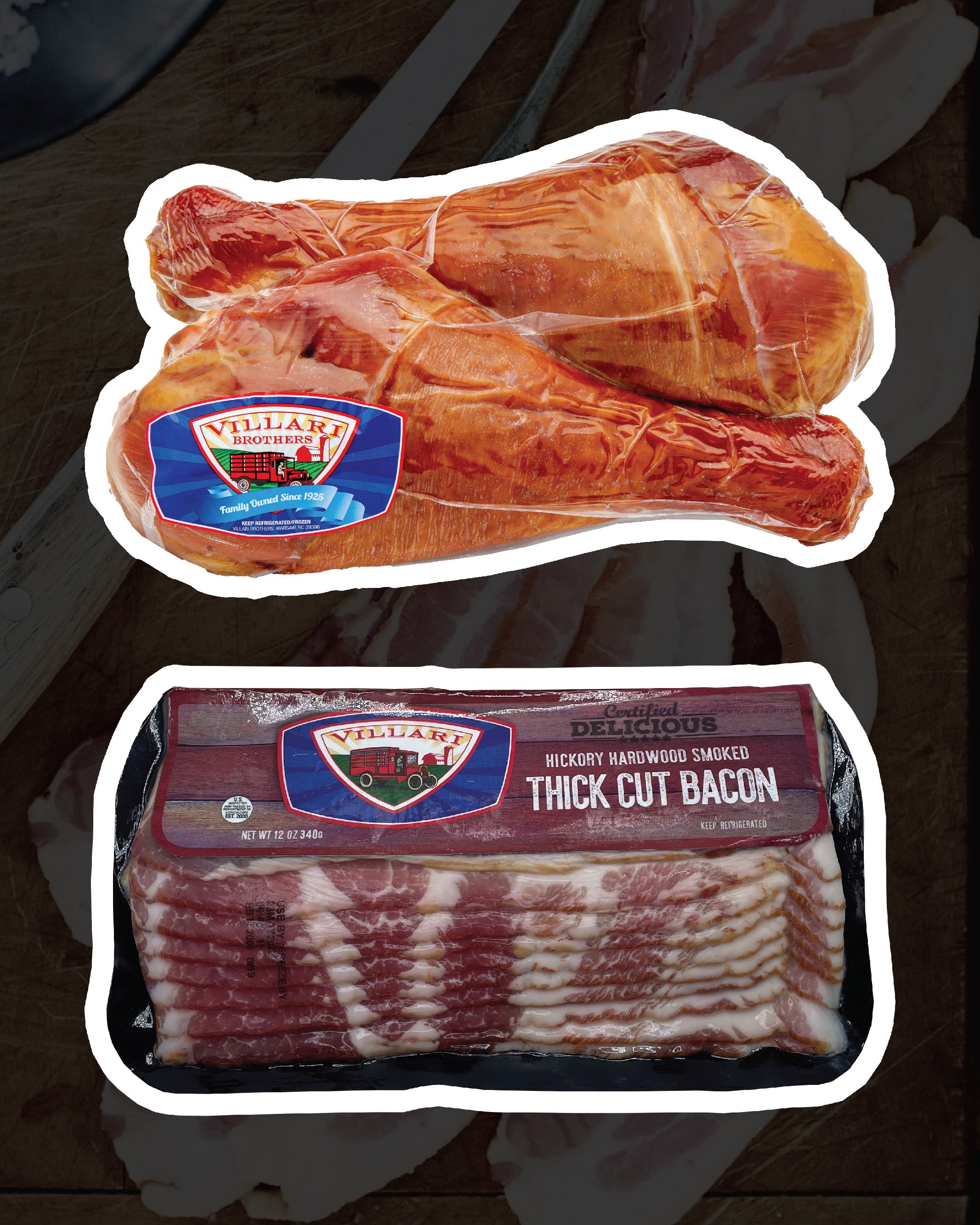 Hardwood Smoked Turkey Drumsticks & Pork Bacon Kit