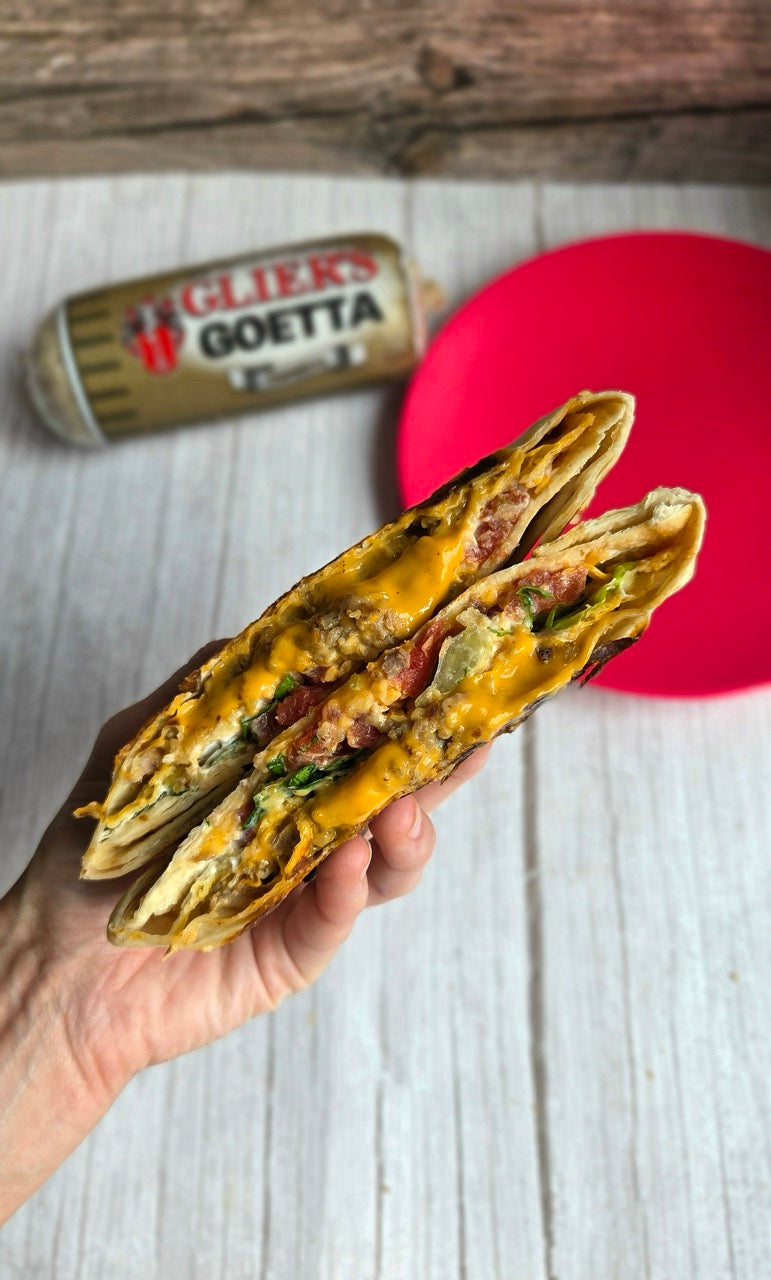 Glier's Goetta cruchwrap supreme from the side.