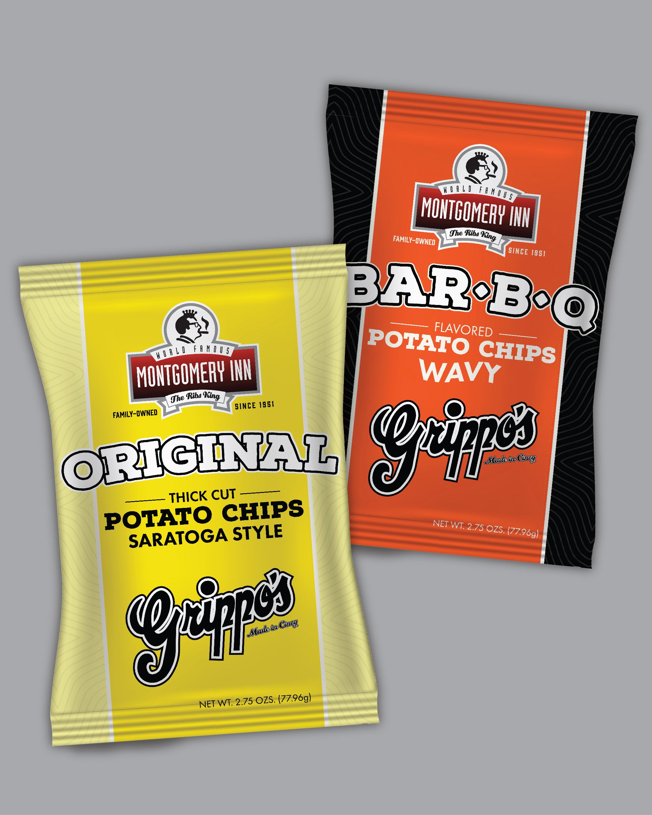 Box of Grippo's & Montgomery Inn Potato Chips | 2.75 oz | 20 Pack