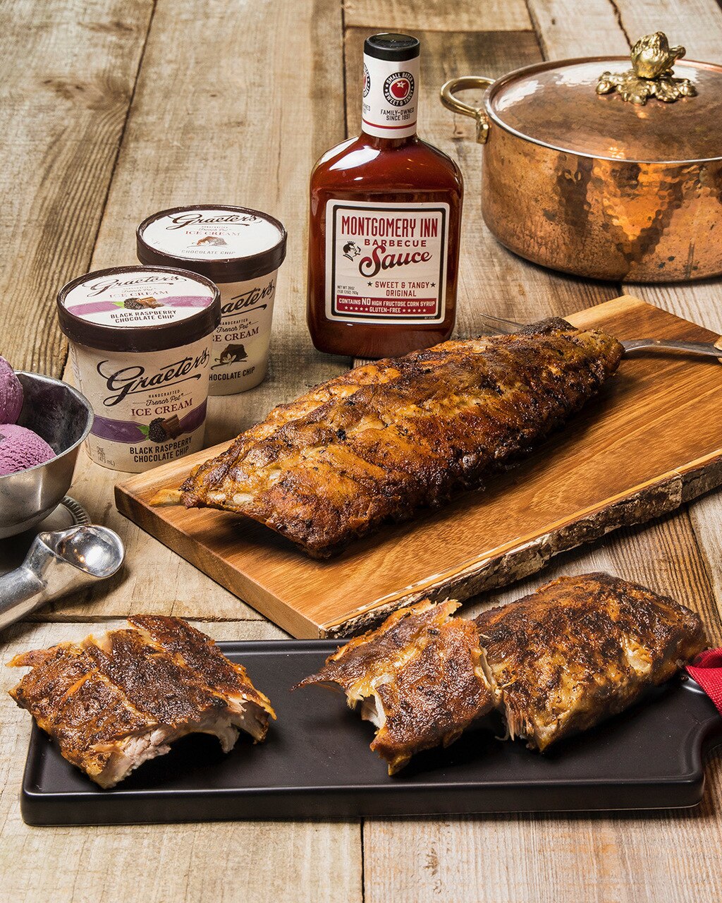 Montgomery Inn Ribs, BBQ Sauce, and Graeter's Ice Cream