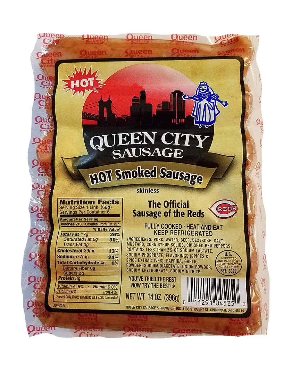Queen City Sausage Natural Casing Hot Smoked Sausage  (add-on item)