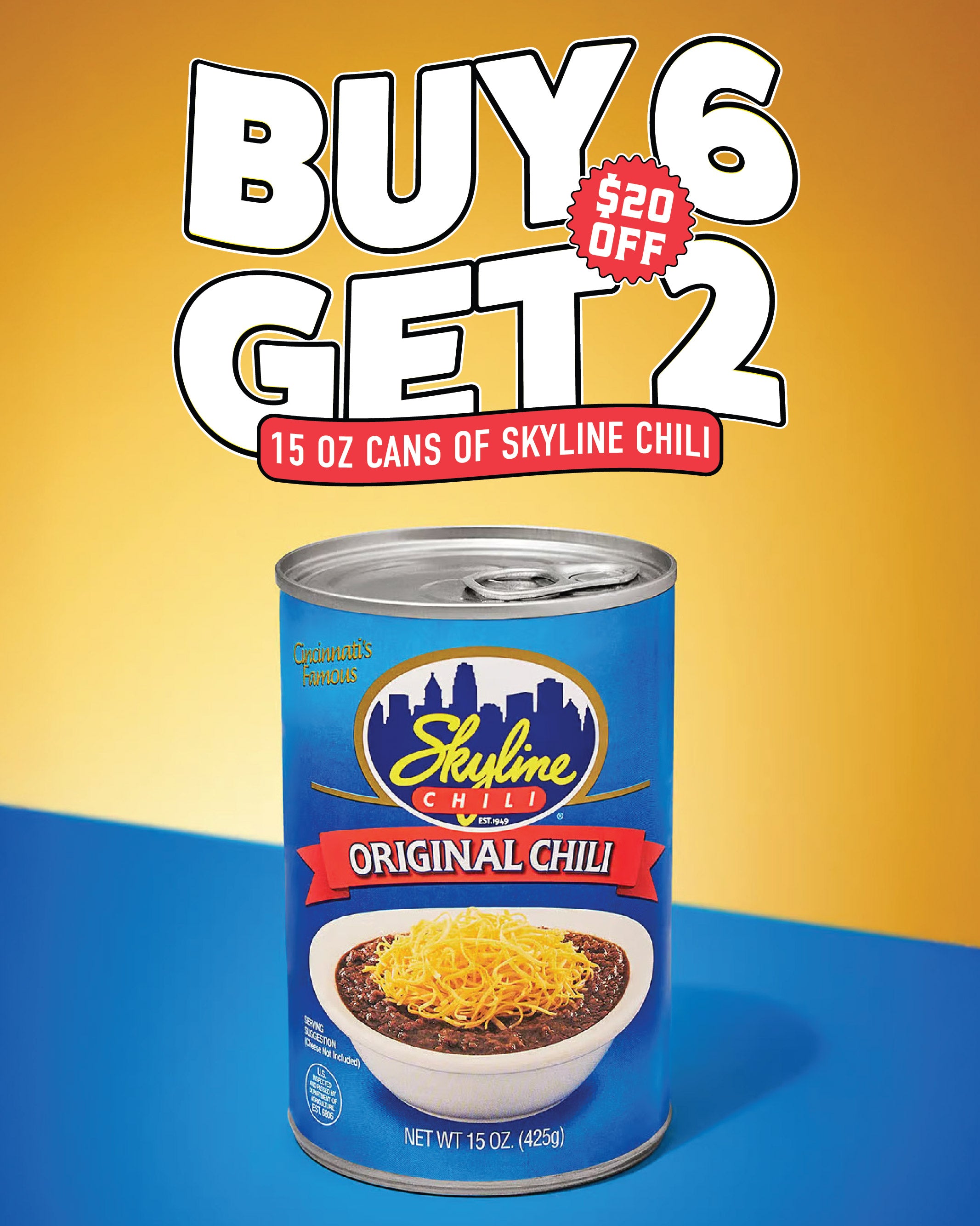 Buy 6 Get 2 Free | Skyline Chili Cans (8 Pack Total)