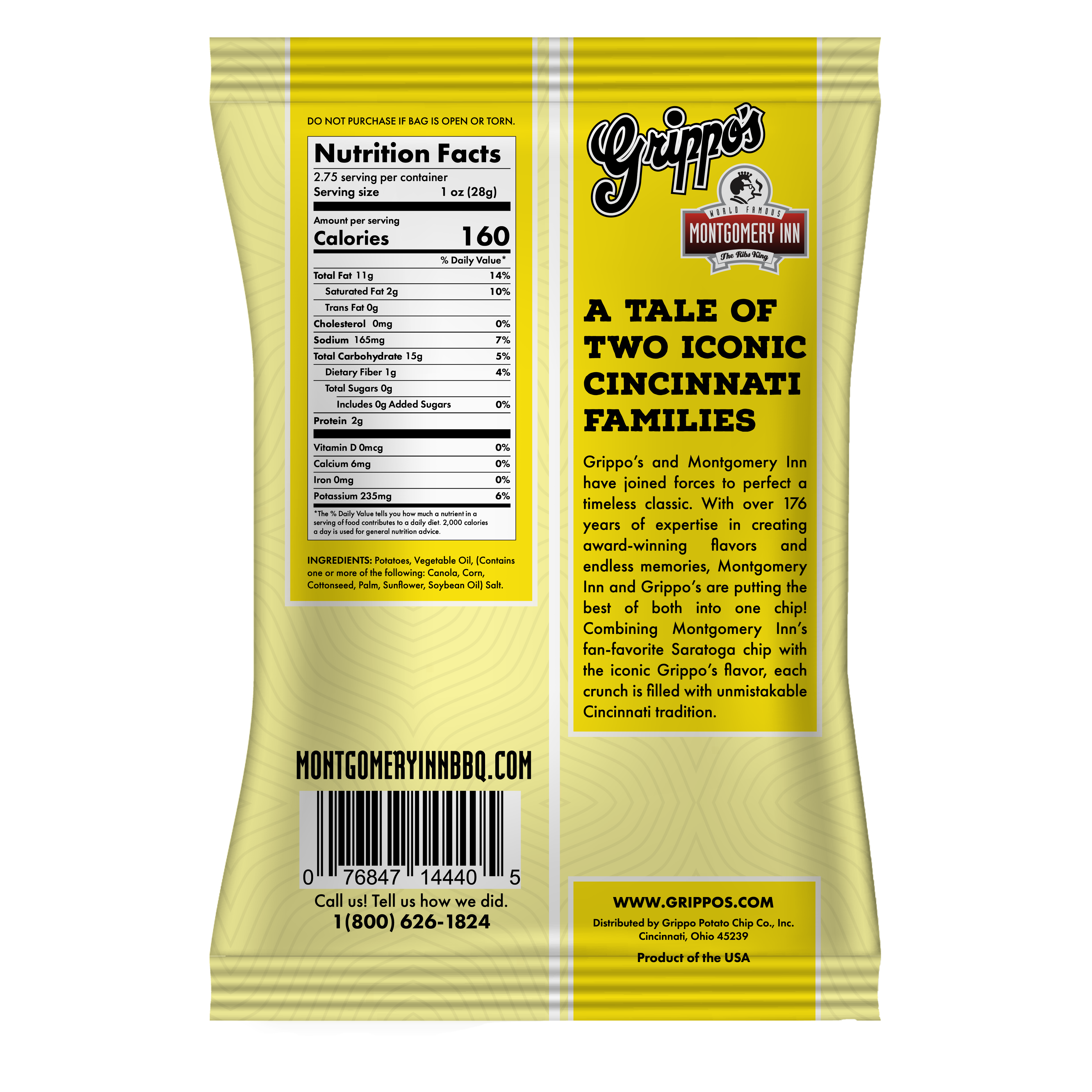 Box of Grippo's & Montgomery Inn Potato Chips | 2.75 oz | 20 Pack