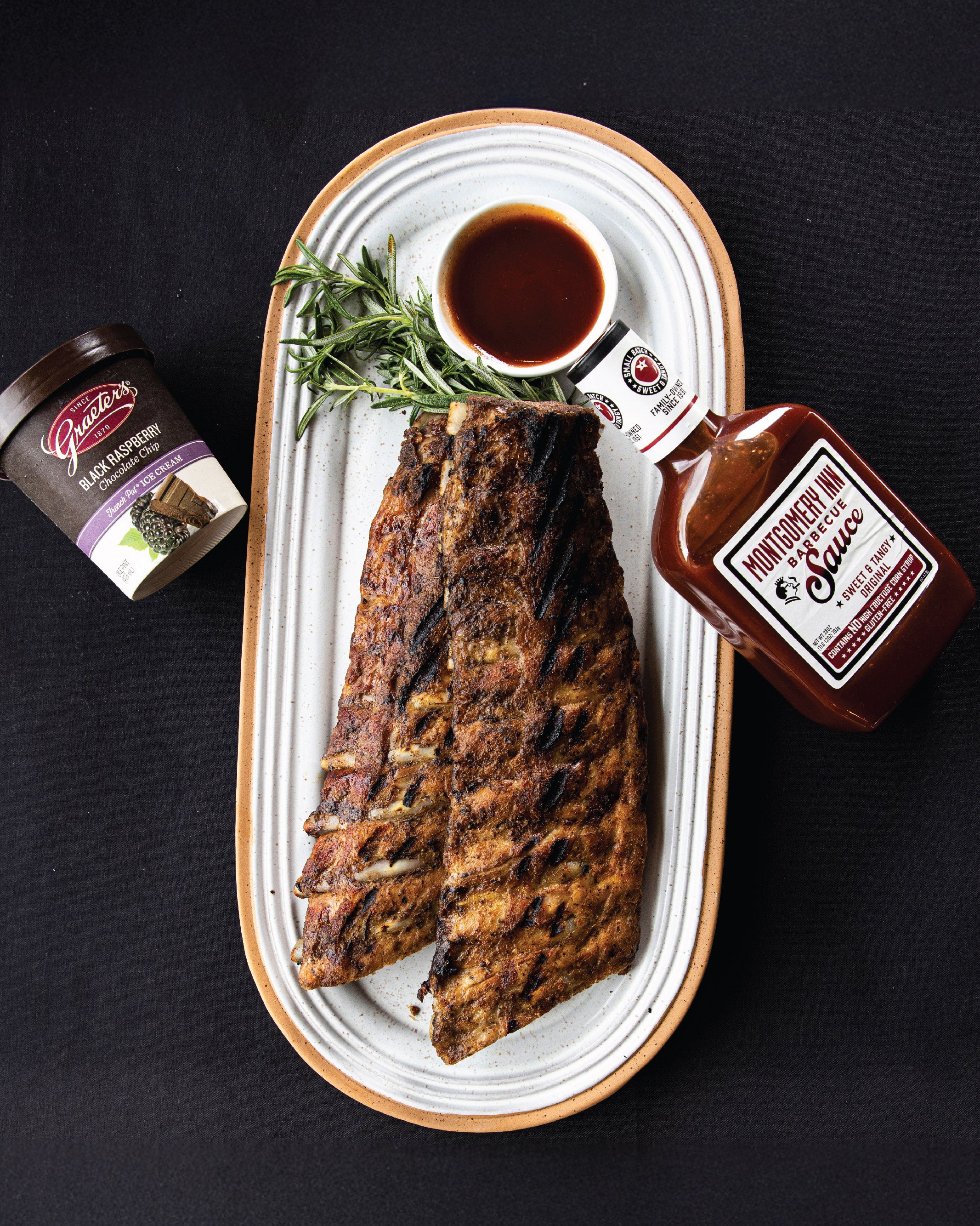 Two Slabs of Ribs, BBQ Sauce, and a Pint of Graeter's Ice Cream