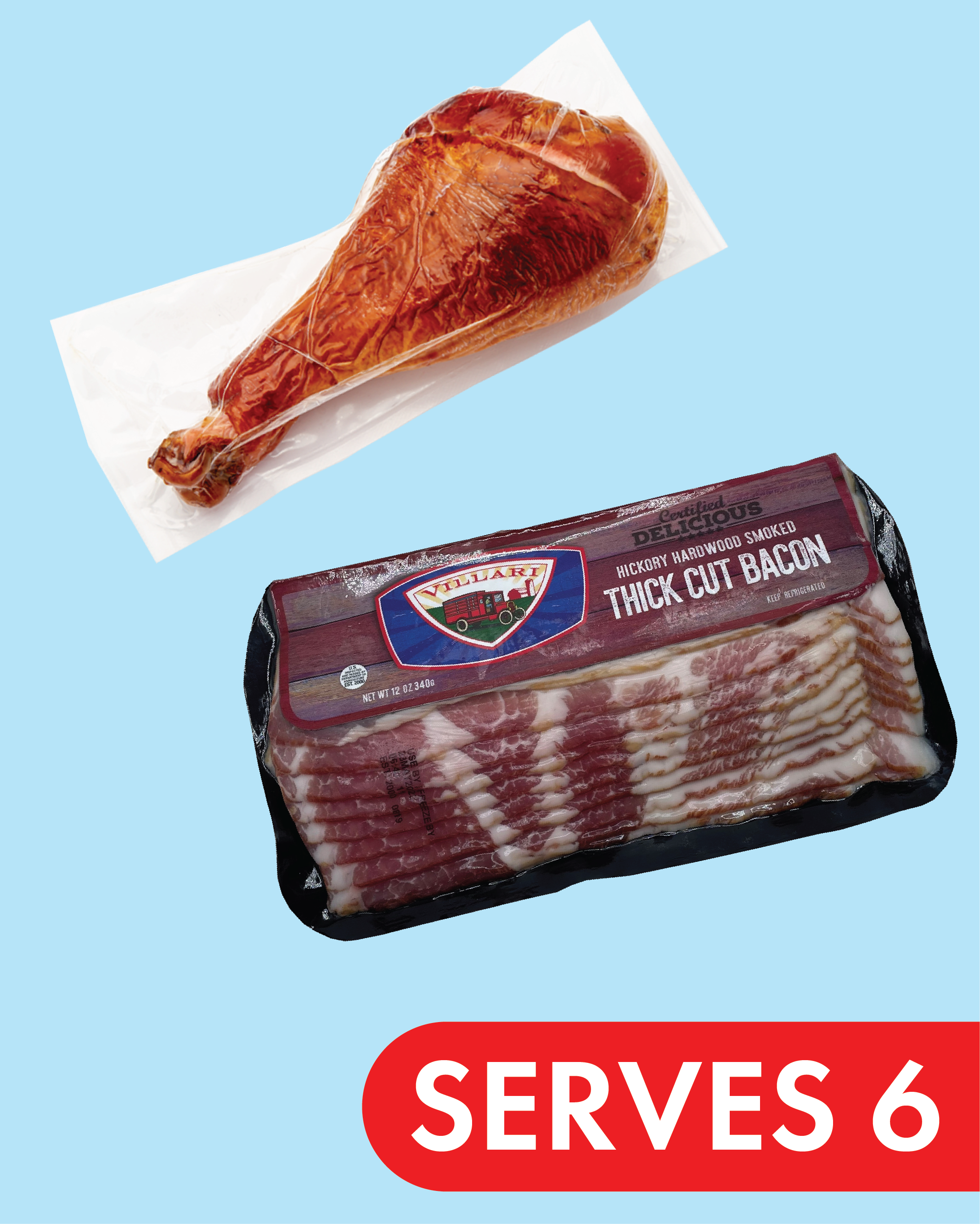 Hardwood Smoked Turkey Drumsticks & Pork Bacon Kit